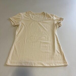 VINTAGE Mardi Modes ivory off white  embroidered trim casual top M